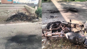 গভীর রাতে গ্যারেজ থেকে মোটরসাইকেল নিয়ে আগুন
