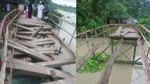 বাল্কহেডের ধাক্কায় ধসে পড়ল সেতু, দুর্ভোগে পাঁচ গ্রামের মানুষ