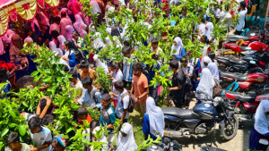 বৃক্ষরোপণে আগ্রহী করতে শিক্ষার্থীদের মাঝে ২ হাজার চারা বিতরণ