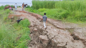 ভাঙনের মুখে একমাত্র সড়ক, বিপাকে চার গ্রামের বাসিন্দারা