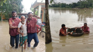 হবিগঞ্জে বন্যার্তদের রক্ষায় কাজ করছে আনসার-ভিডিপি